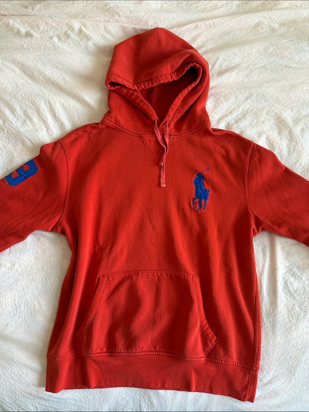Y2K Polo Ralph Lauren Big Pony Embroidered Hoodie Red Large